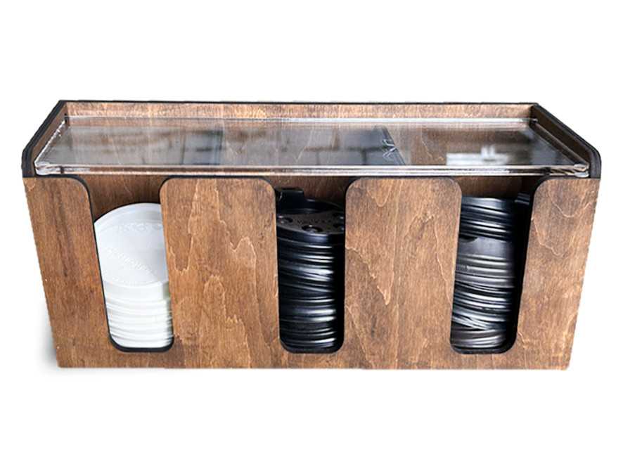 Органайзер для кришечок на 3 відсіки з прозорою кришкою (32х11х12 см) колір горіх