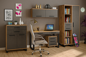 Сучасна стінка в дитячу для підлітка хлопчика в стилі лофт "Омега" Мебель Сервіс