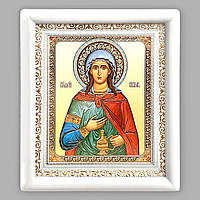 Ікона Світлана свята мучениця, лик 15х18 см, у білому дерев'яному кіоті