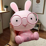 Нічник "Зайчик в окулярах" USB (СИНІЙ), фото 2