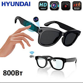 Розумні окуляри зі змінними Лінзами (прозорі, чорні) Hyundai HY-G16 для фото та відеозйомки зі штучним інтелектом 800Вт/230 мАг