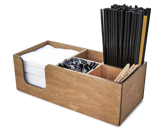 Органайзер для столових приладів, спецій, серветок СТАНДАРТ (30х14х10 см) колір горіх, фото 1