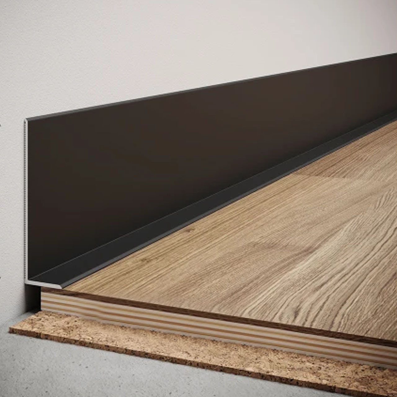 Плінтус Алюмінієвий 60мм накладний (2700 мм) чорний, фото 1