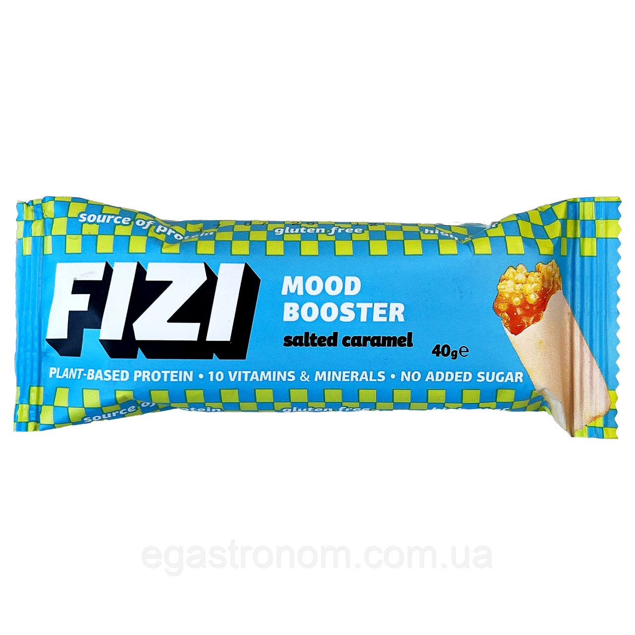 Батончик солена карамель (без цукру) Фізі Fizi Mood Booster salted caramel 40g 12шт/ящ (Код: 00-00017508), фото 1