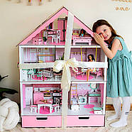 "Фантазія" з органайзером ляльковий будиночок NestWood для Барбі рожевий + вітальня, фото 2