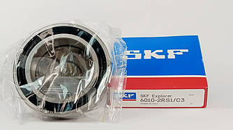 Підшипник 6010-2RS-C3 SKF (70-180110) розміри: 50*80*16 кульковий радіальний закритий