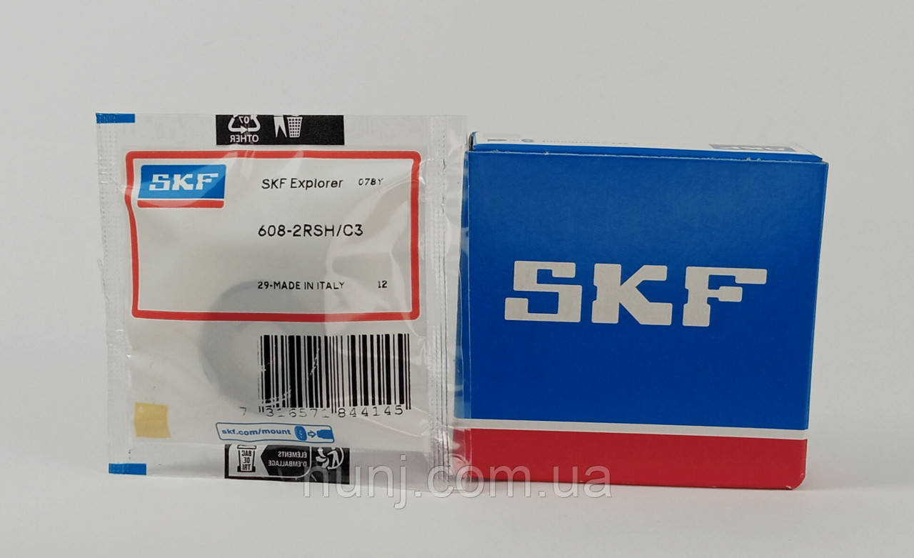 Підшипник 608-2RS-C3 SKF (70-180018) розміри: 8*22*7 кульковий радіальний закритий, фото 1