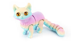 Рухома іграшка антистрес Котик Рожевий райдужний3D-друк фігурка 16 см блакитні очі