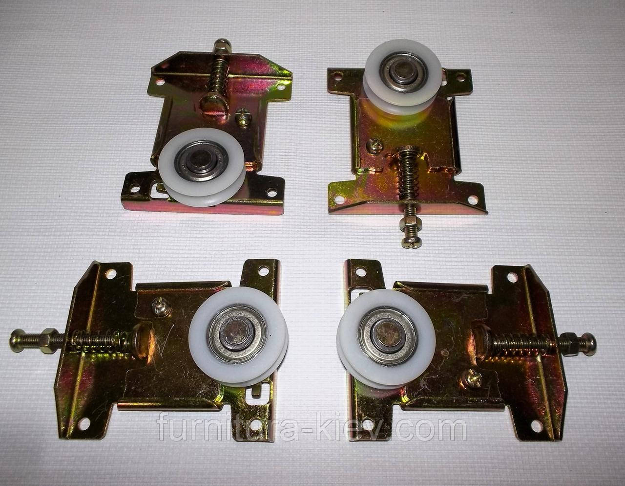 Набір коліс із пружинкою для шафи купе 4 шт. посилений корпус, фото 1