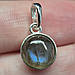 Кулон срібний круглий з природним каменем напівпрозорим синнім лабрадором, жіночий чоловічий, фото 5