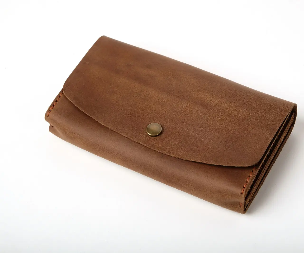 Жіночий гаманець натуральна шкіра клатч з монетницею на блискавці та кнопці Proza світло-коричневий, фото 1