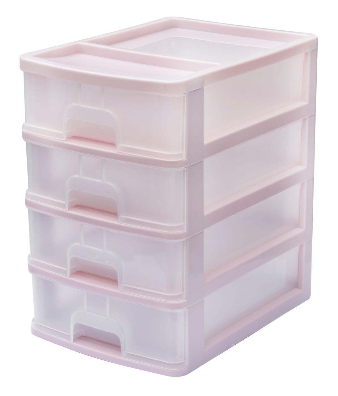 Комод настільний на 4 ящики А4 пудра Арт.03408 (R-Plastic) 35*25,5*38 см