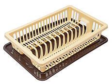 Сушка для посуду 1-ярусна бежево-коричнева Арт.20101 (R-Plastic) 43*29*8 см
