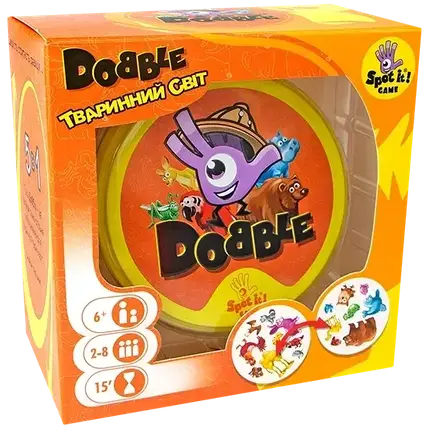 Настільна гра Dobble. Тваринний світ (Доббл / Spot It! Animals) (українською), фото 1