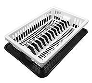 Сушка для посуду 1-ярусна чорно-біла Арт.20108 (R-Plastic) 43*29*8 см