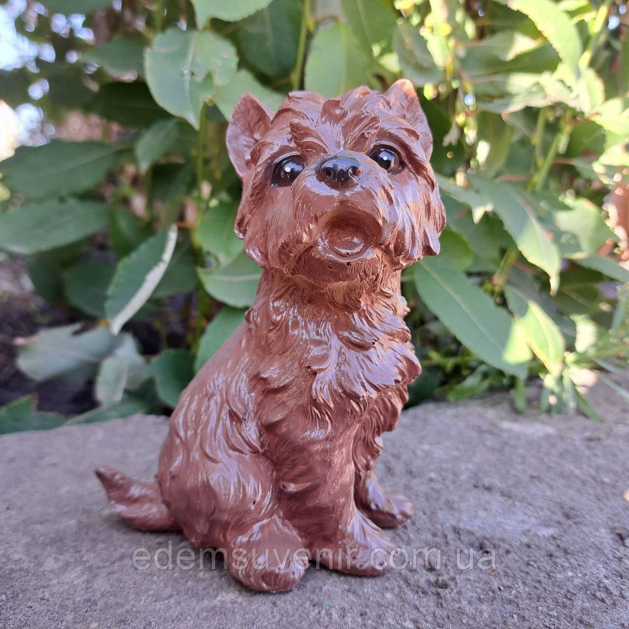 Статуетка Йоркширський тер'єр, темно-коричневий (15х8х10 см), фігурка для інтер'єру, декоративна статуетка