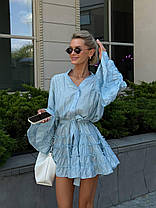 Невагома жіноча сукня бохо оверсайз крій з об'ємними рукавами та рюшами Smvk9449, фото 2