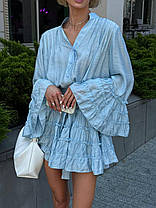 Невагома жіноча сукня бохо оверсайз крій з об'ємними рукавами та рюшами Smvk9449, фото 3