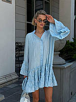 Невагома жіноча сукня бохо оверсайз крій з об'ємними рукавами та рюшами Smvk9449, фото 5