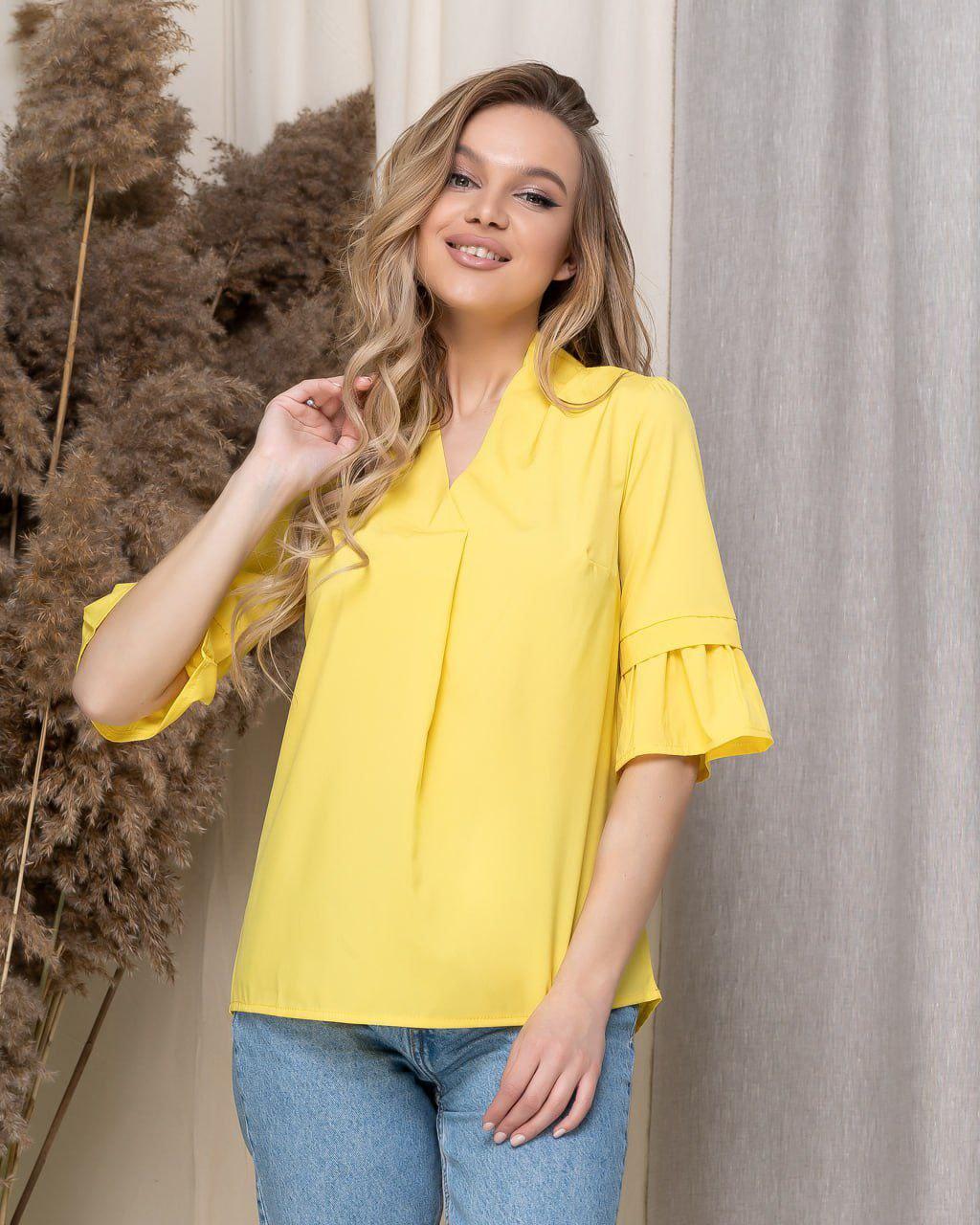 Блуза жіноча з вирізом у кольорах Гурт Роздріб Дроп 23099, фото 1