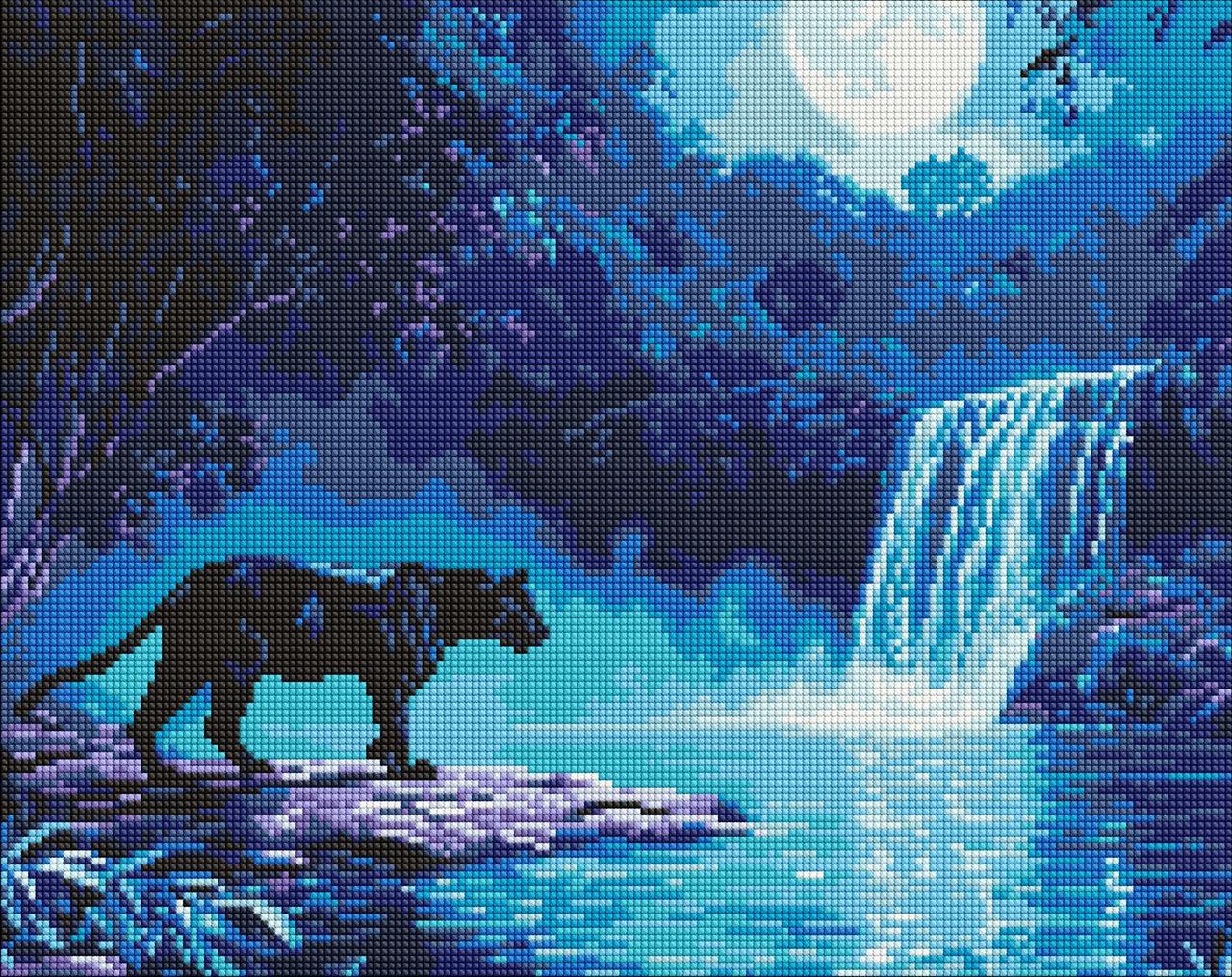 Алмазна мозаїка/вишивка Хижак вночі 40*50 см Ідейка AMO 8184, фото 1