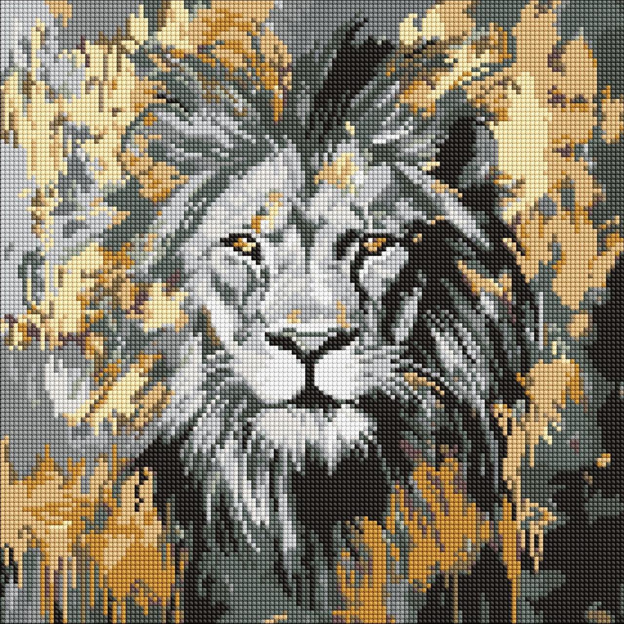 Алмазна мозаїка/вишивка Золотий лев 40*40 см Ідейка AMO 8259, фото 1