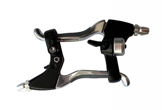 Гальмівні ручки BL-409 з ударним сигналом алюміній чорний, фото 1