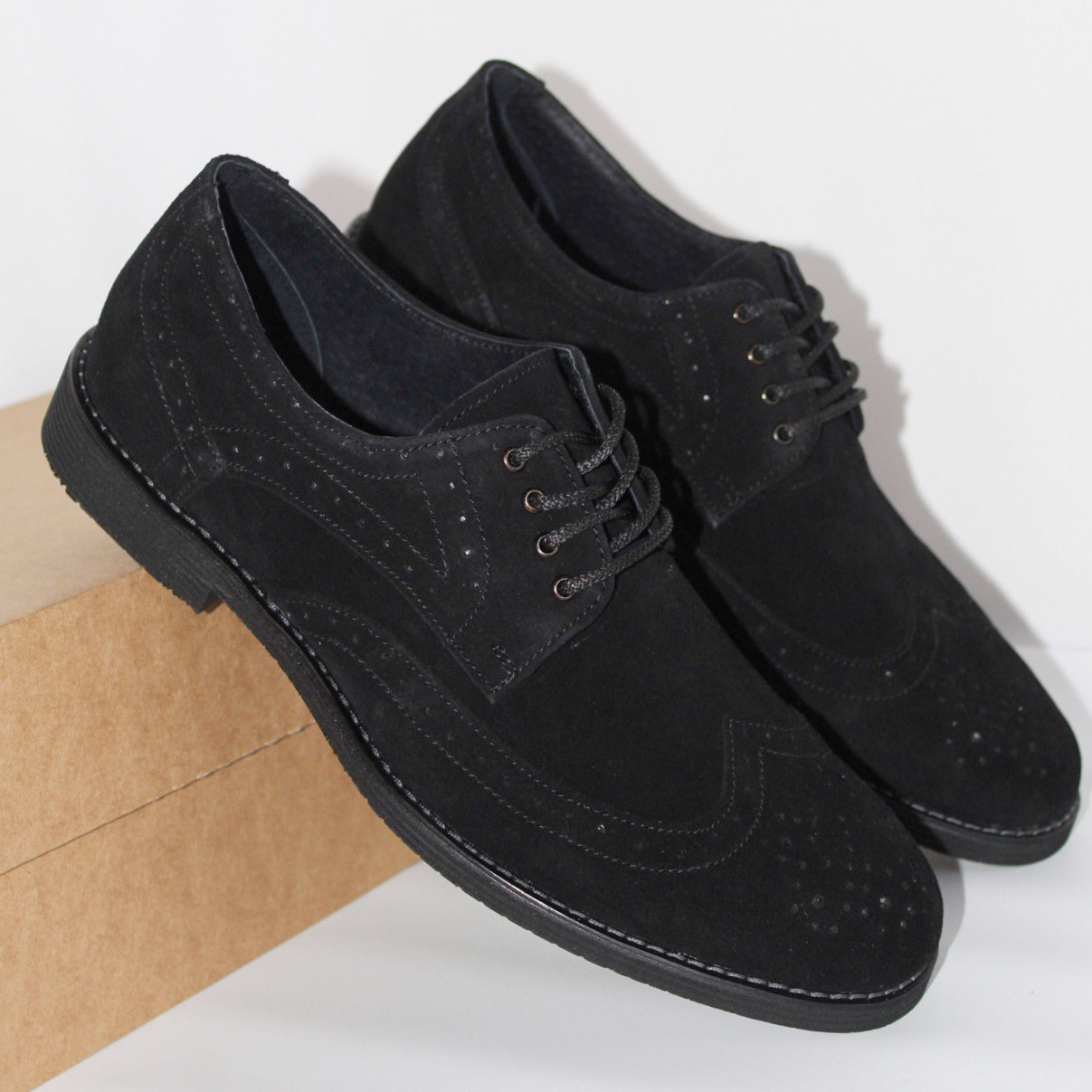 Чоловічі чорні замшеві туфлі 40 розмір, фото 1