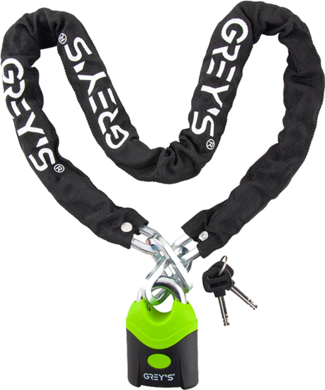 Замок Grey's GR40810 8x1000мм ланцюговий з навісним замком 2 ключі в комплекті, фото 1