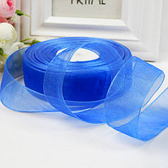 Стрічка з органзи, 2,5 см, синій