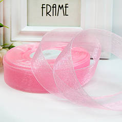 Стрічка з органзи, 2,5 см, рожевий