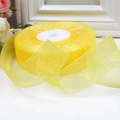 Стрічка з органзи, 2,5 см, жовтий