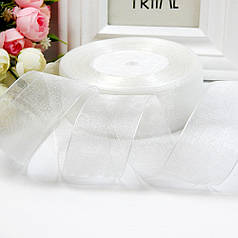 Стрічка з органзи,3,8 cм, біла