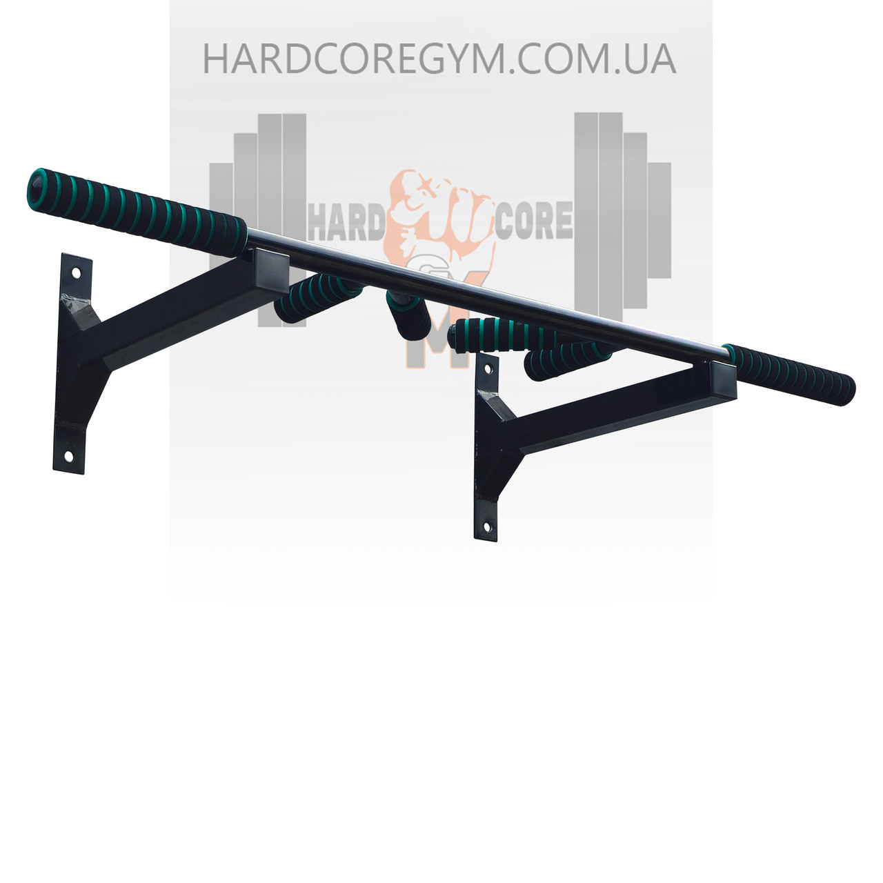 Турнік настінний цільний №2+ з м'якими ручками / Чорний Рівний, фото 1