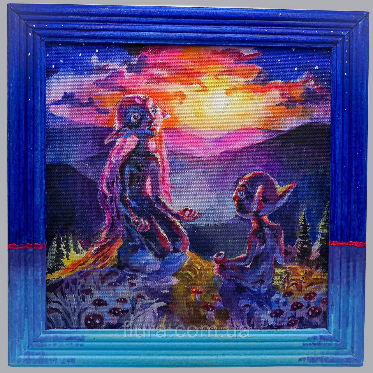 Картина для дому на стіну авторська флуоресцентна 20×20 см / Картини на полотні акриловими фарбами