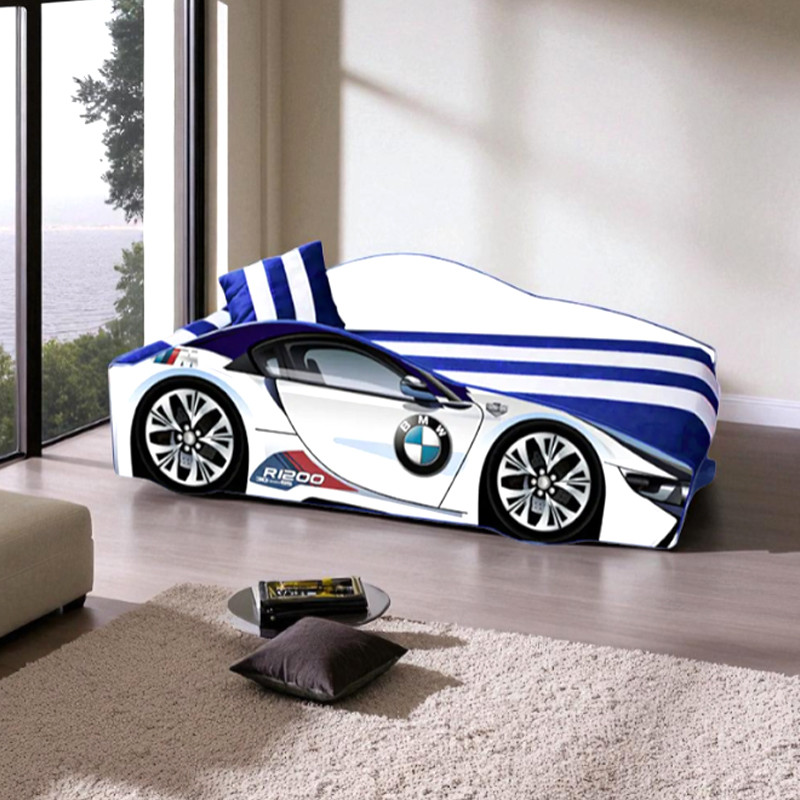 Ліжко машина БМВ Еліт КОМПЛЕКТ з матрацом, дитяче ліжко авто з вбудованим матрацом Спорт, фото 1