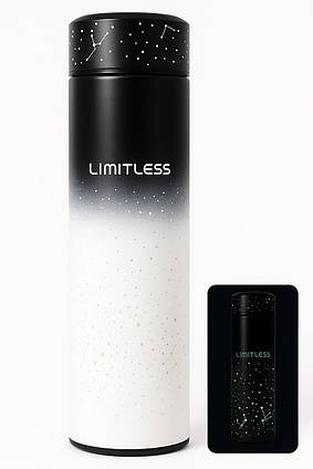 Термочашка що світиться в темряві термос Limitless OUSSIRRO 500 мл чорно-білий