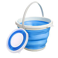 Ведро силиконовое складное 5 л, Голубой