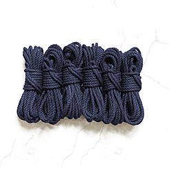Набір мотузок для шибарі 6х8м. 6 мм, джут. синій