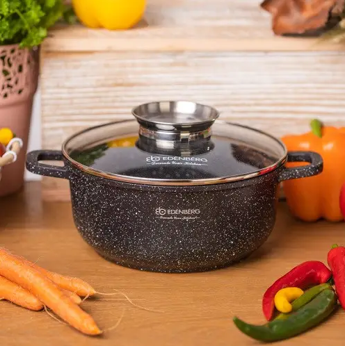 Каструля — казан 4.4 л/24 см Edenberg EB-8118 з мармуровим антипригарним покриттям, фото 1