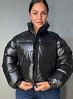 Куртка жіноча Lady Yep 10015 коротка глянцева пуффер чорна, чорний, 42