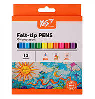Фломастери YES Orange Line, 12 кольорів, картонна коробка