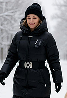 Куртка длинная Пуховикпальто женское зимнее черное 44
