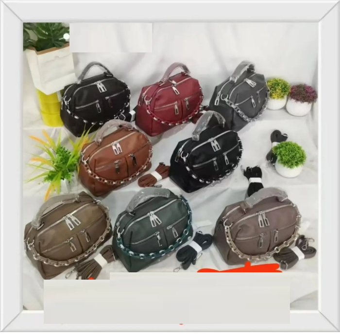 Сумка жіноча на блискавці з ланцюжком зі штучної шкіри в різних кольорах Zhenya, фото 1