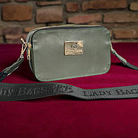 Жіноча маленька сумка клатч через плече колір хакі сумка кросс боді з широким ременем барсетка жіноча