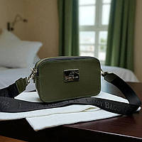 Жіноча маленька сумка клатч через плече колір хакі сумка кросс боді з широким ременем барсетка жіноча