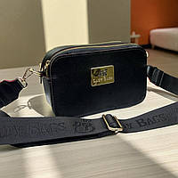 Жіноча маленька сумка клатч через плече чорна з червоним сумочка кросс боді з широким ременем барсетка жіноча