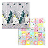 Дитячий розвиваючий двосторонній складаний термокилимок ігровий Білий ведмідь та Урок у парку 180х200x1 см із сумкою