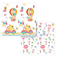 Дитячий розвиваючий двосторонній складаний термокилимок ігровий Веселий ведмедик та Круїз із тваринами 180х200x1 см із сумкою