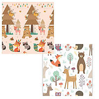 Дитячий розвиваючий двосторонній складаний термокилимок ігровий Маленька лисиця і Лісова команда 180х200x1 см із сумкою